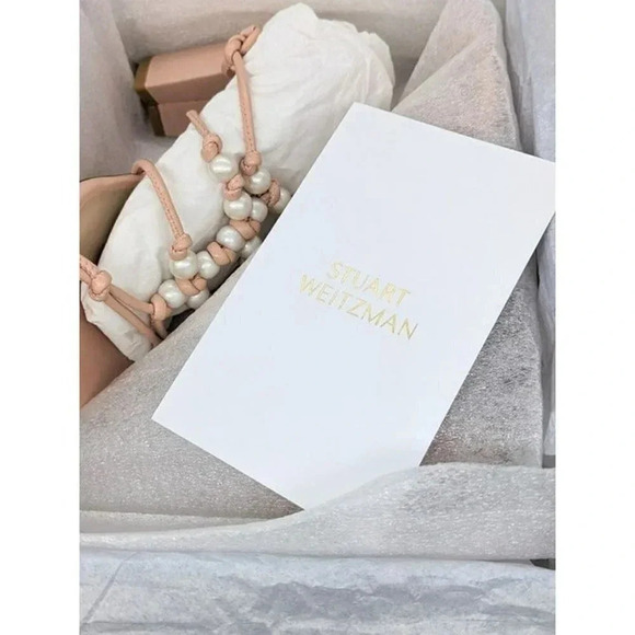 NIB Stuart Weitzman Women's Pearl Knot Block-Heel Sandals Size 6.5 B (MSRP $495) - Picture 7 of 8